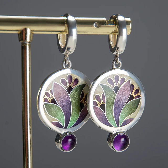 Bohemian Purple Crystal Earrings