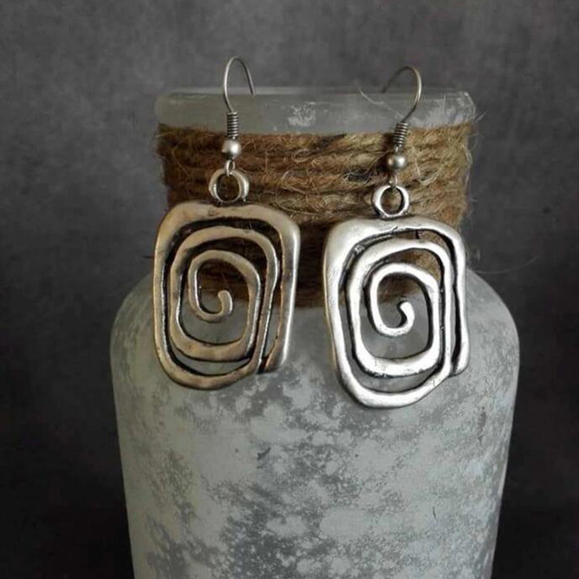 Retro Spiral Silver Earrings