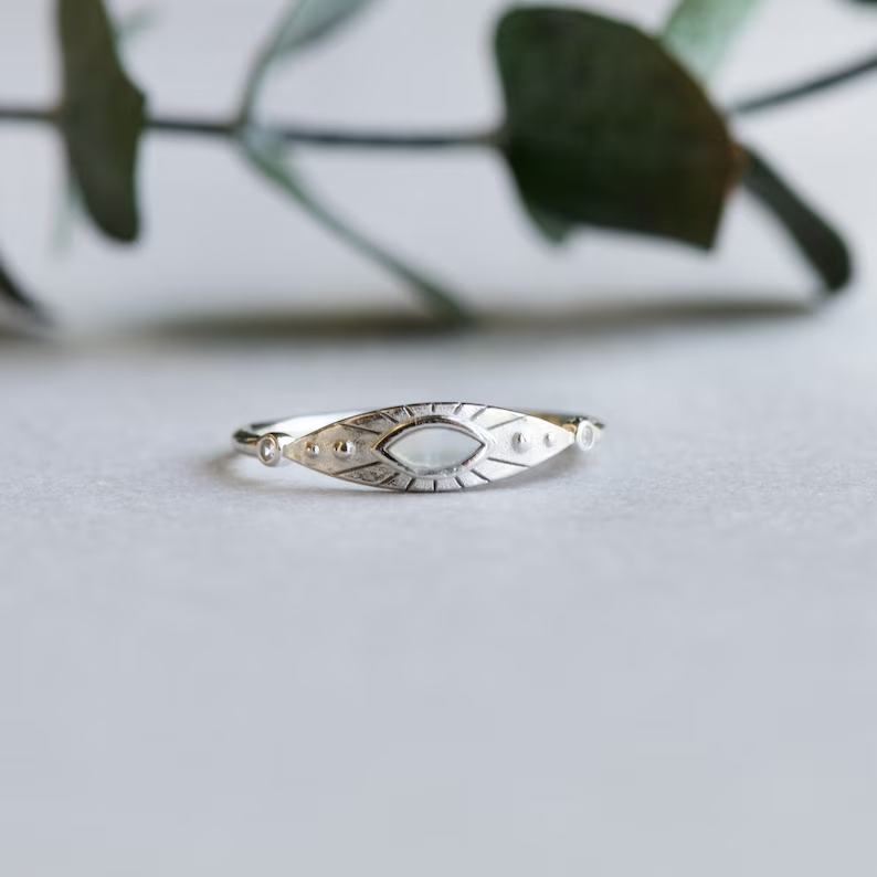 Classic White Stone Vintage Ring