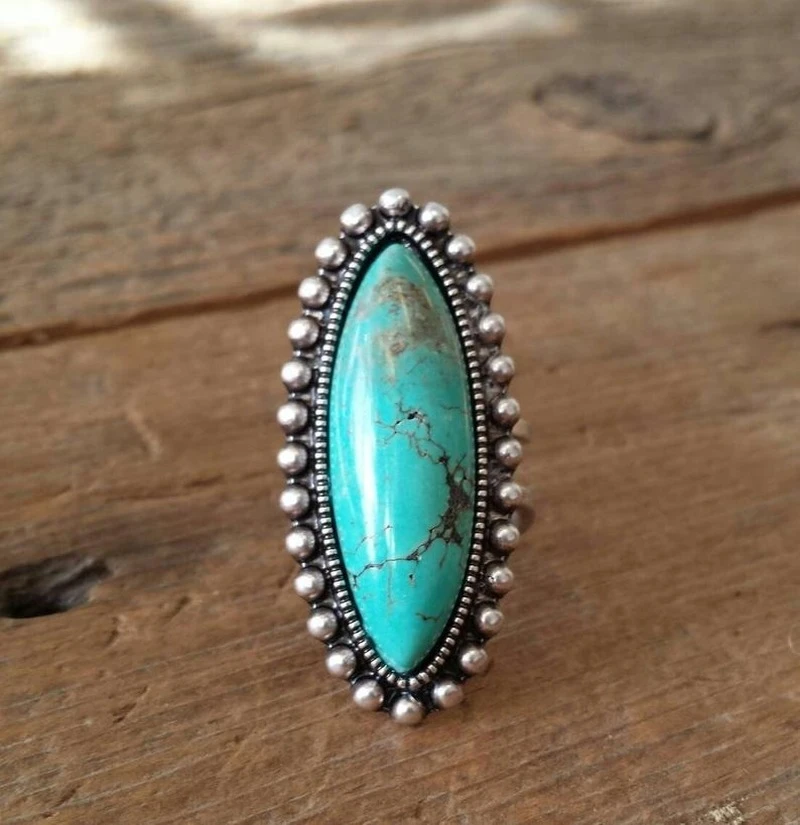 Retro Turquoise Gemstone Ring