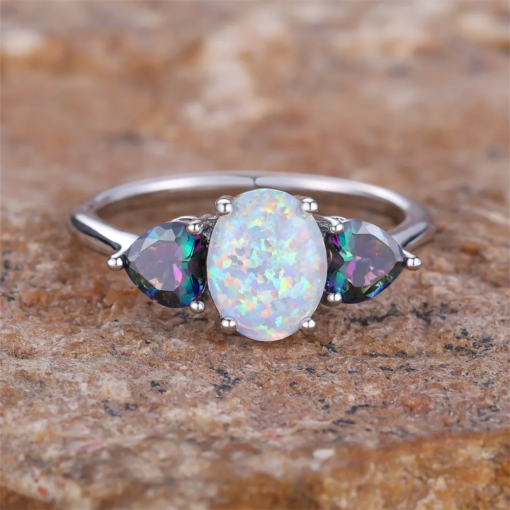 Retro Multicolored Opal Ring
