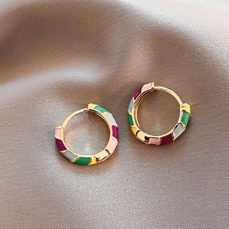 Elegant Golden Enamel Earrings