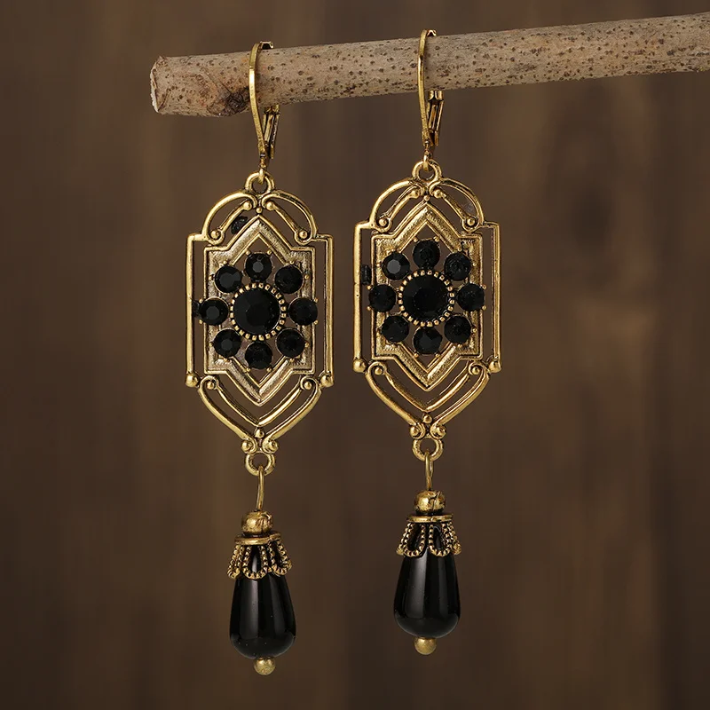 Charm™ | Classic Black Crystal Vintage Earrings