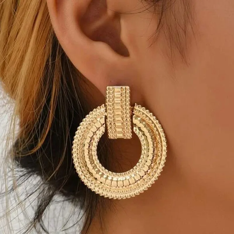 Oversized Gold Mandala Earrings with Intricate Cut-Out Design