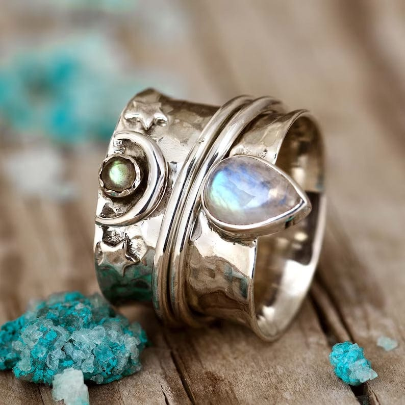 Retro Moonstone Drop Ring