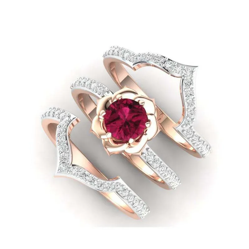 Retro Red Zirconia Crystal Ring Collection