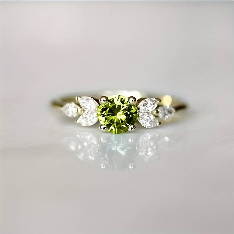 Retro Olive-Shaped Zirconia Ring