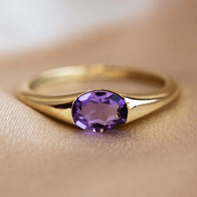 Retro Purple Crystal Gold Ring