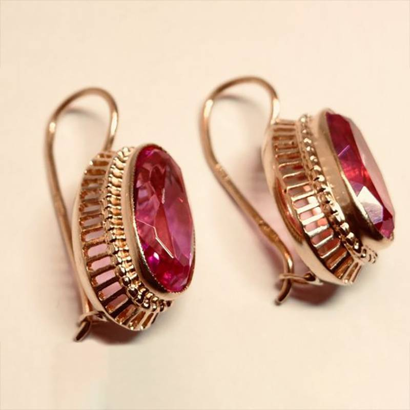 Zara™ | Retro Red Crystal Rose Gold Earrings