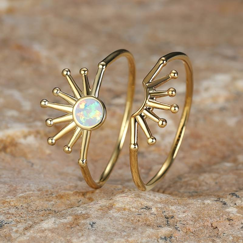 Retro Solar Opal Ring Collection