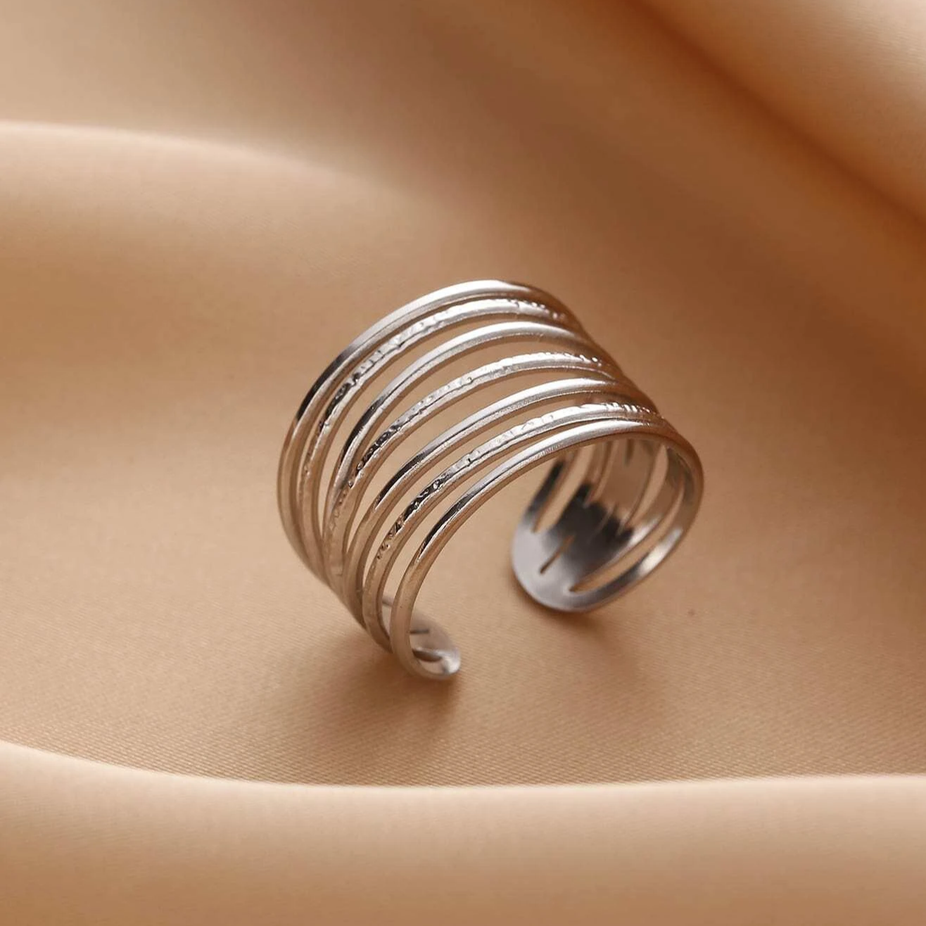 Antique Slim Stacked Silver Ring
