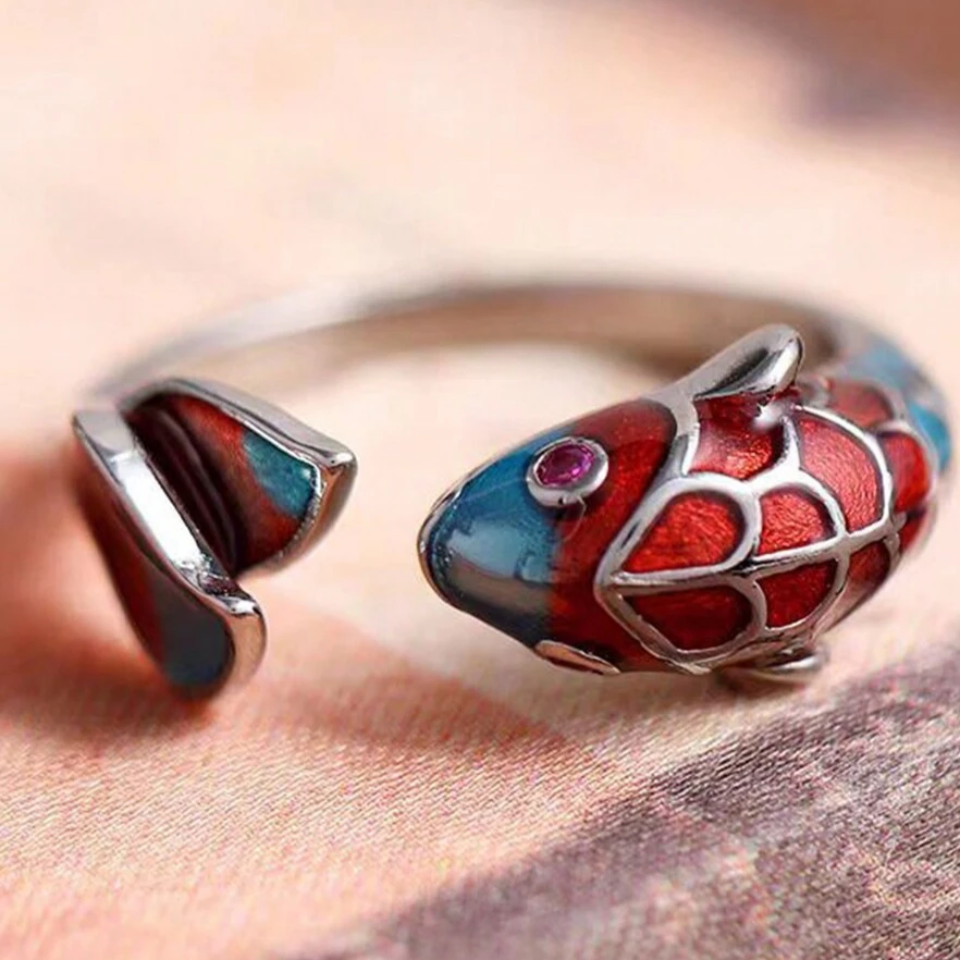 Retro Enamel Koi Fish Ring