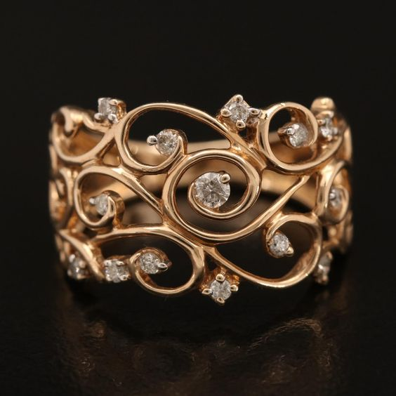Classic Rose Ivy Zirconia Ring