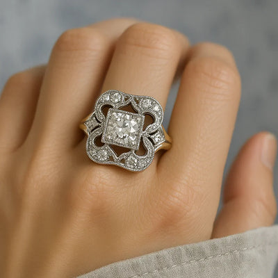 Classic Gold Ring with Vintage Zirconia