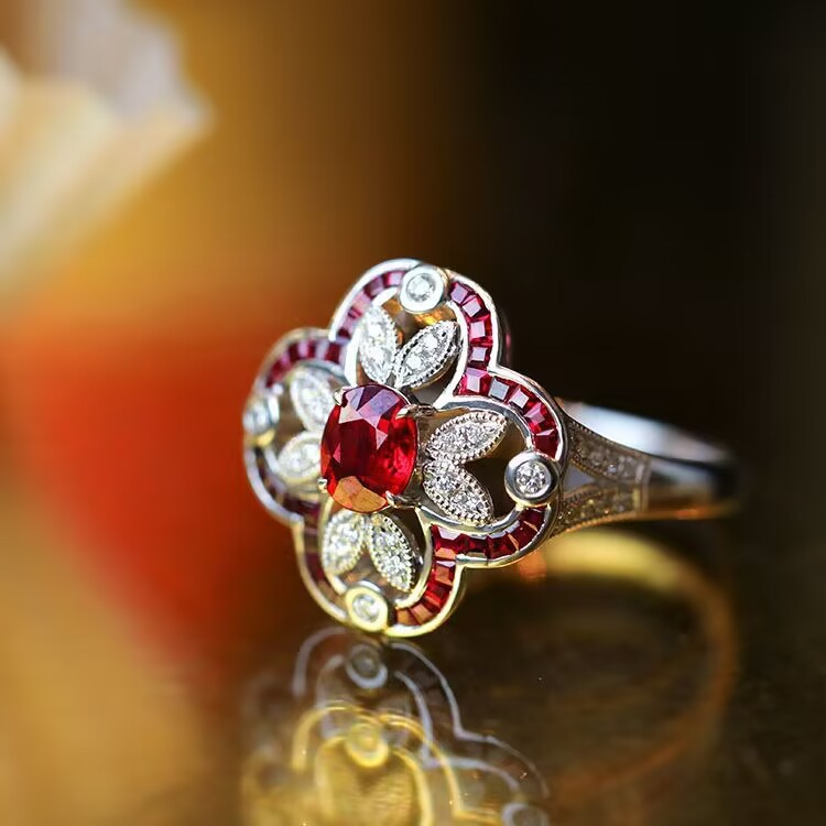 Retro Radiant Red Zirconia Ring