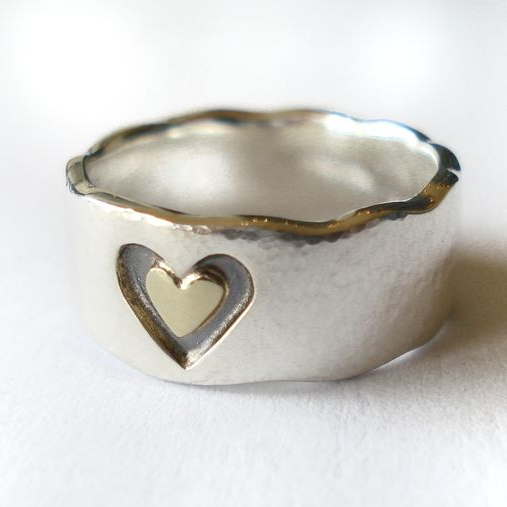 Silver Vintage Double Heart Ring