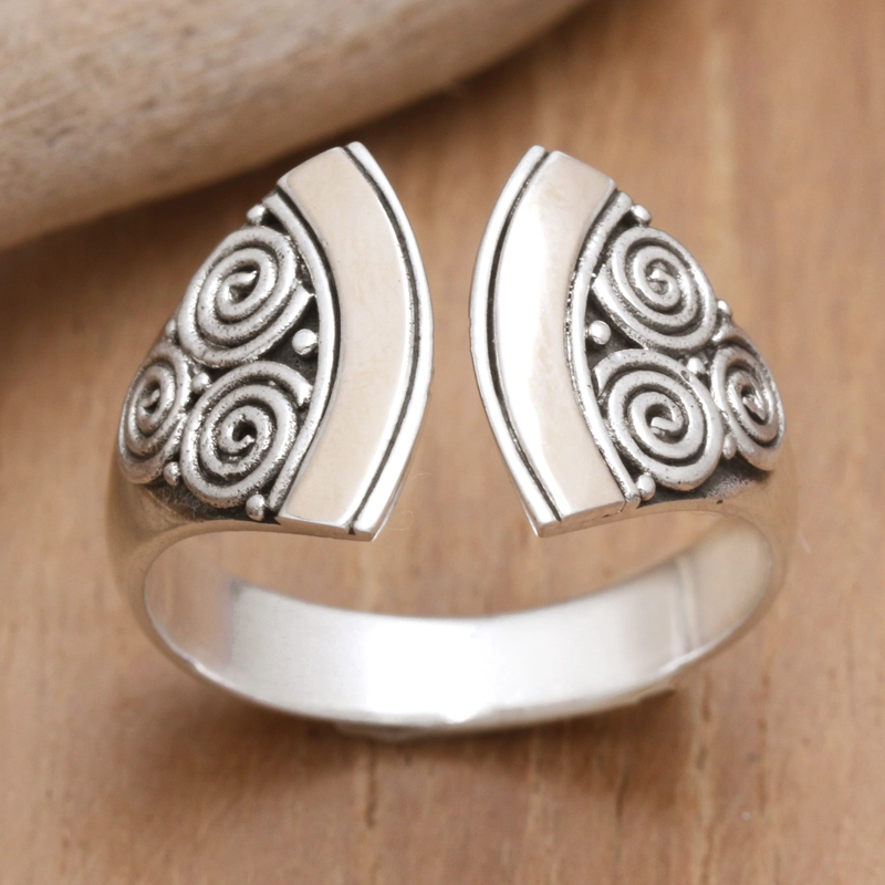Retro Silver Spiral Open Ring