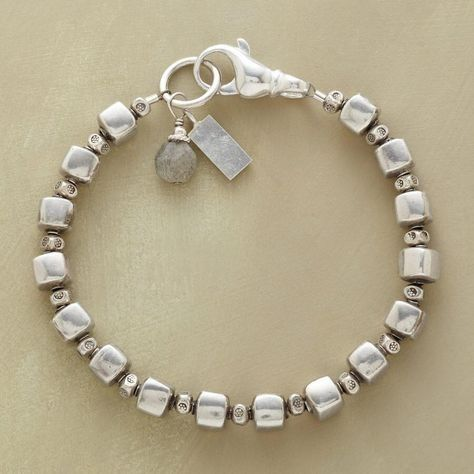 Retro Silver Cubic Bead Bracelet