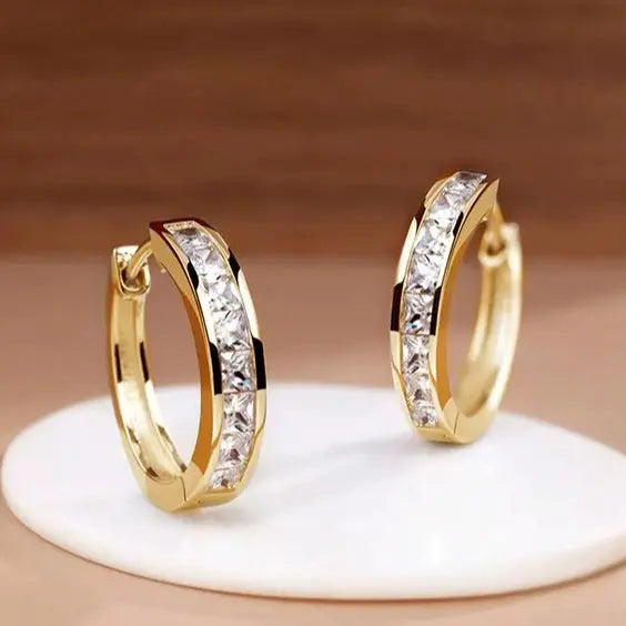 Elegant Gold and Crystal Hoop Earrings