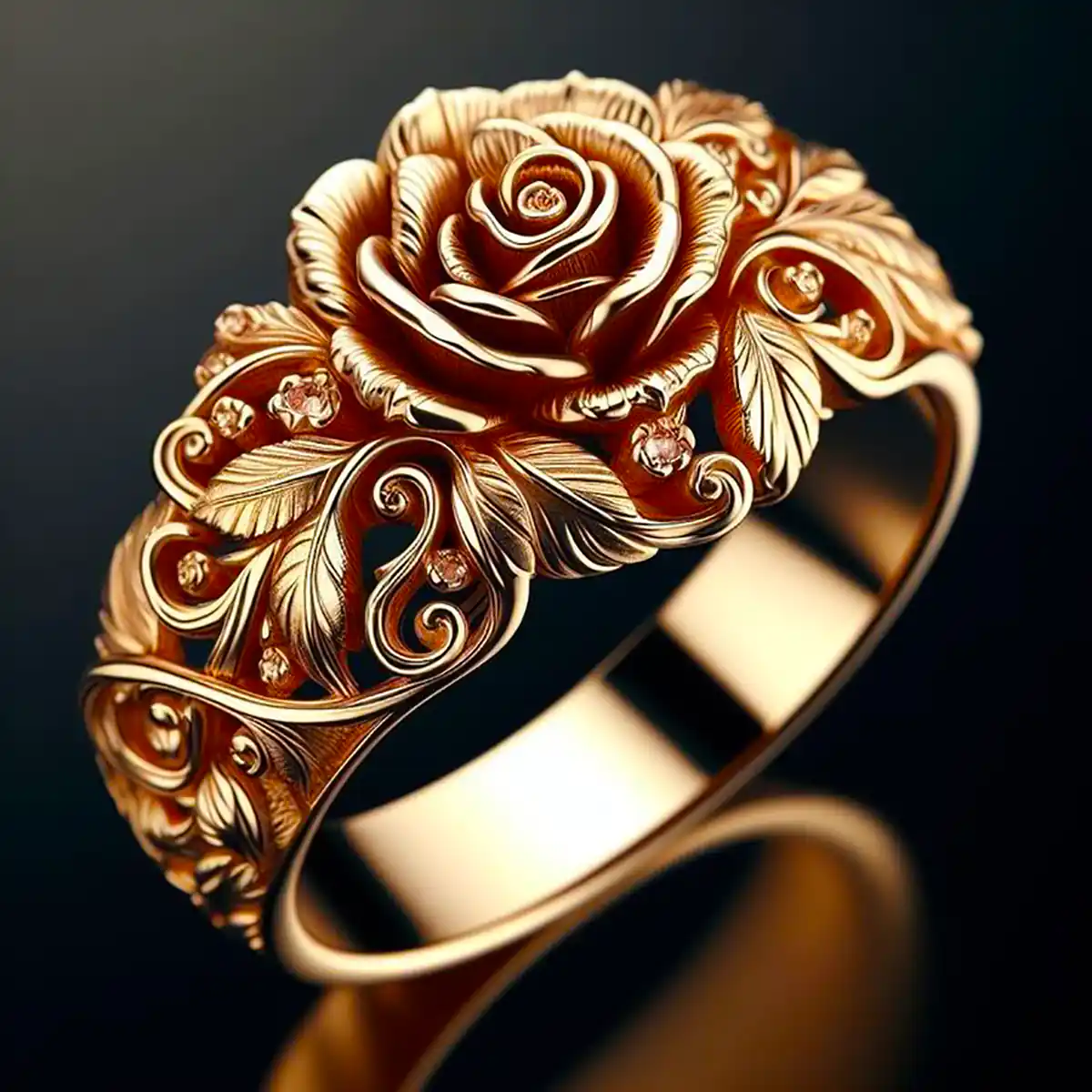 Golden Floral Ring