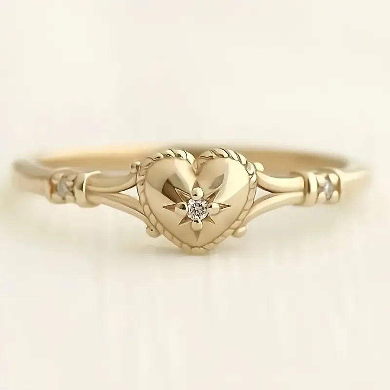 Heart-Shaped Gold Star Ring