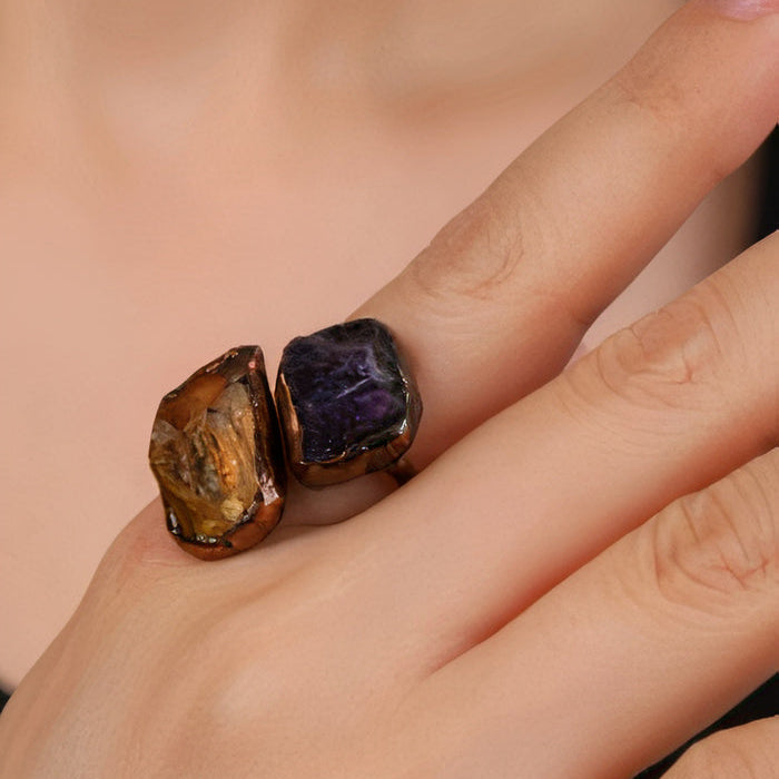 Classic Natural Stone Inlaid Ring