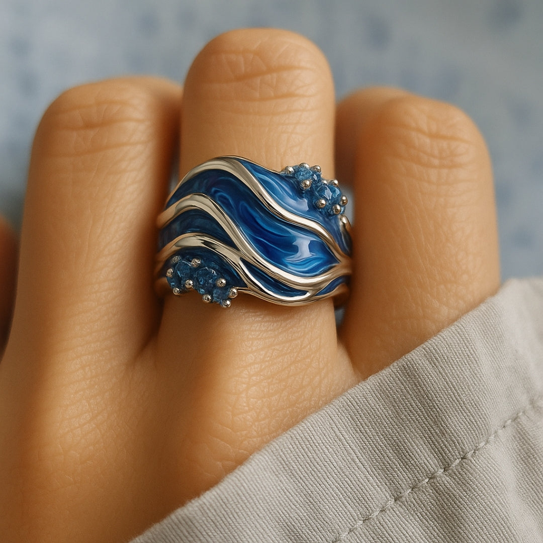 Xiomara | Retro Golden Ocean Wave Ring