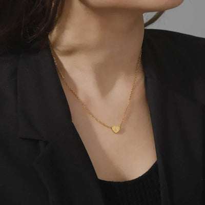 18k Gold Heart Initial Necklace