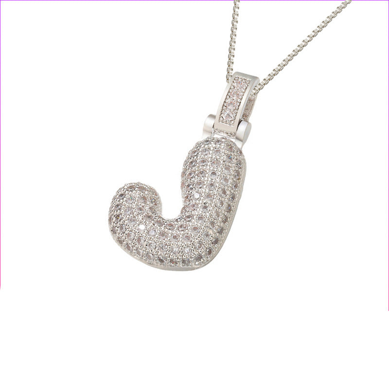 Initial Pave Bubble Necklace in 18k Gold