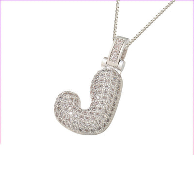 Initial Pave Bubble Necklace in 18k Gold