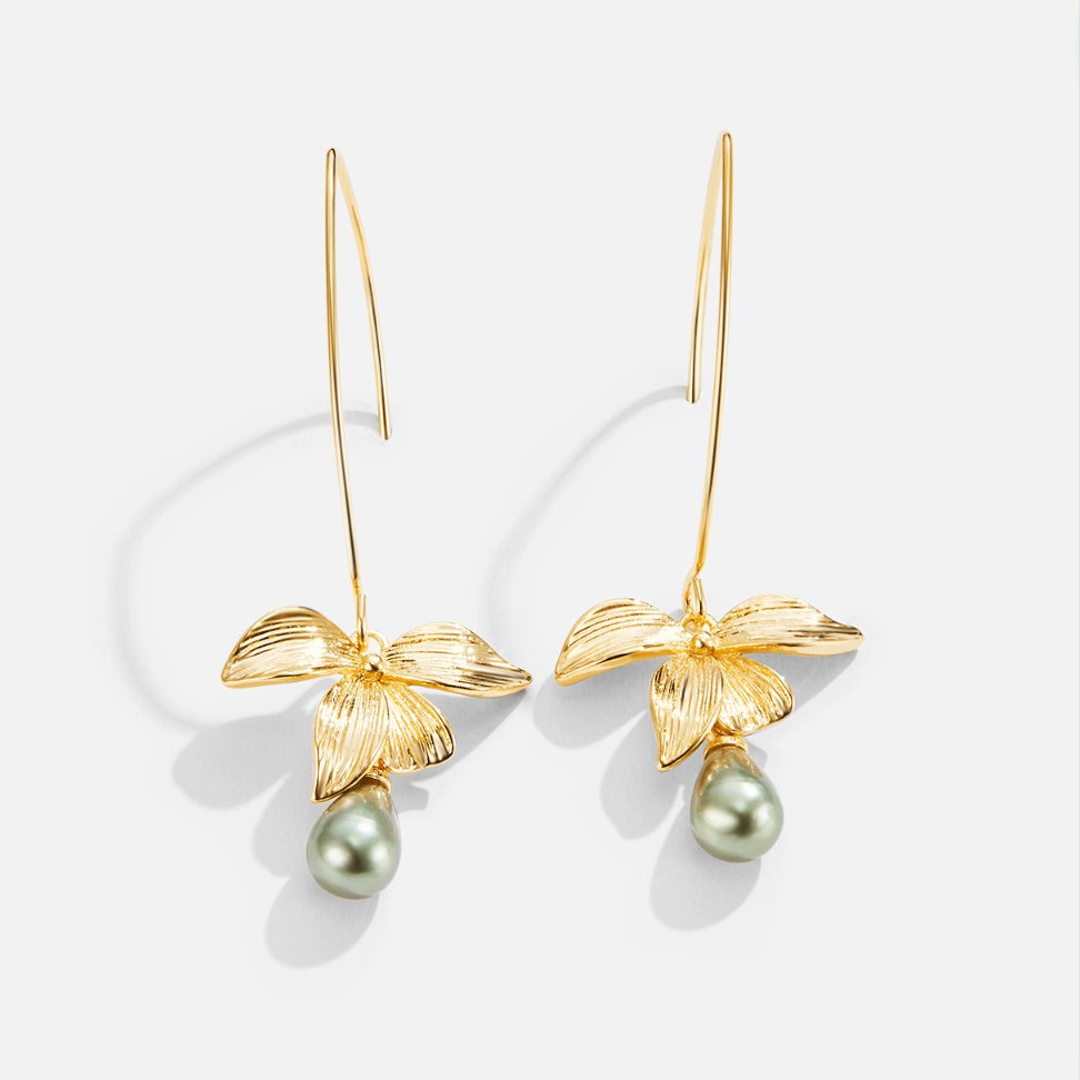 Viviana | Jade Pearl & Floral Drop Earrings