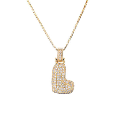 Initial Pave Bubble Necklace in 18k Gold
