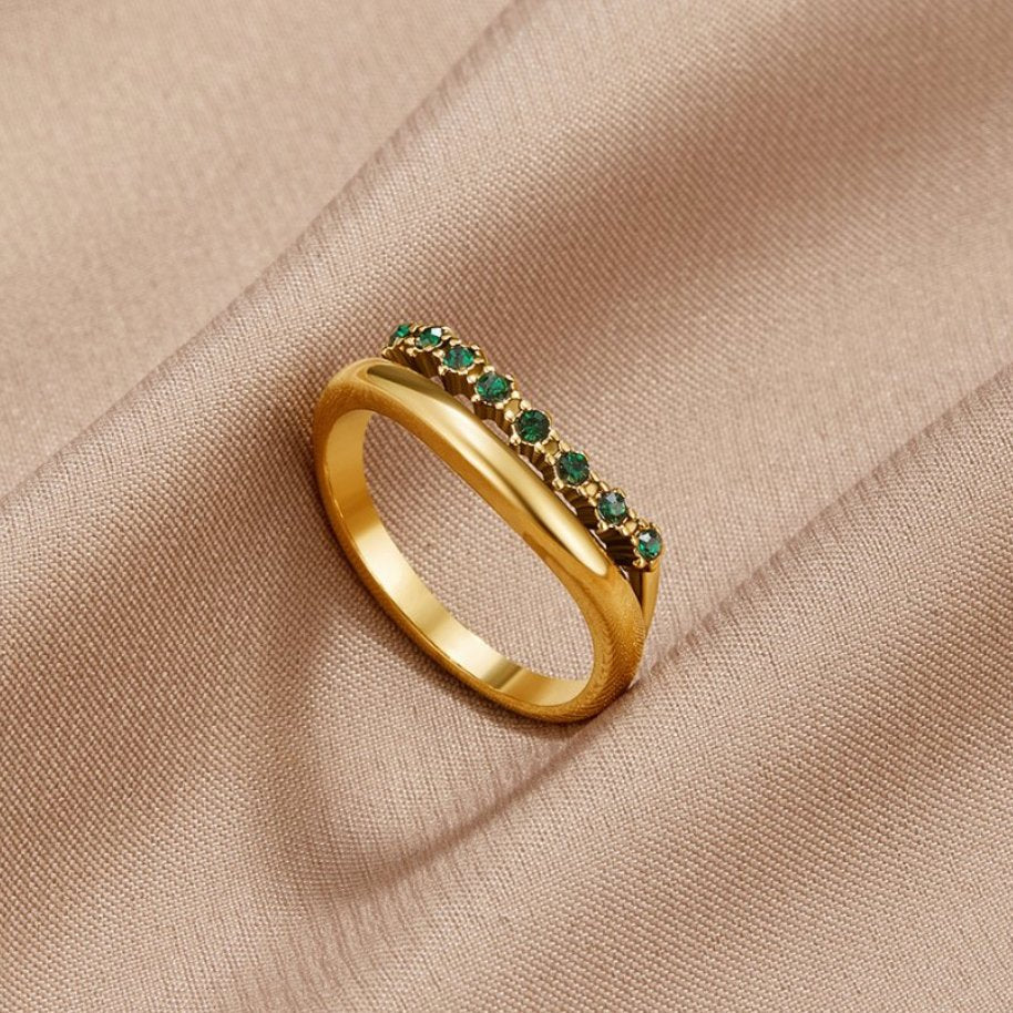 Francesca Mary - Emerald Green Multi-Layer Ring