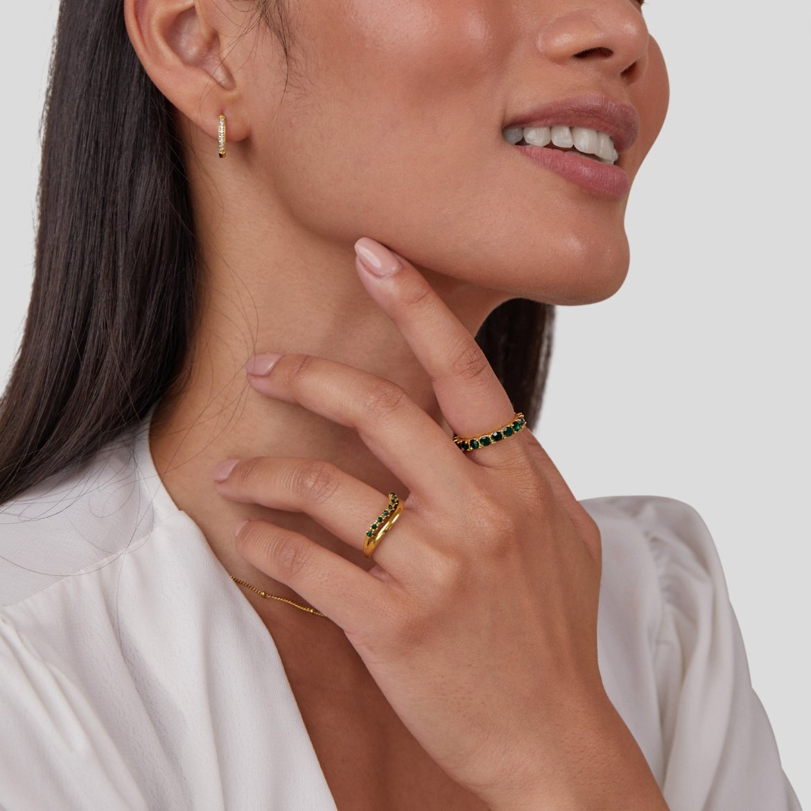 Francesca Mary - Emerald Green Multi-Layer Ring