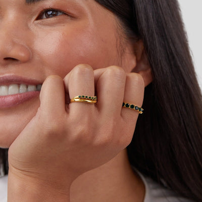 Mary - Layered Ring in Emerald Green