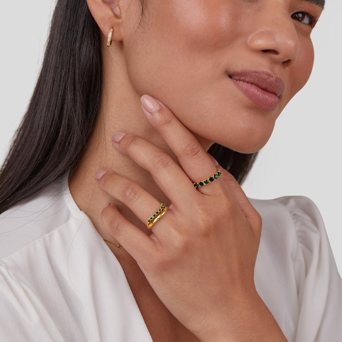 Francesca Mary - Emerald Green Multi-Layer Ring