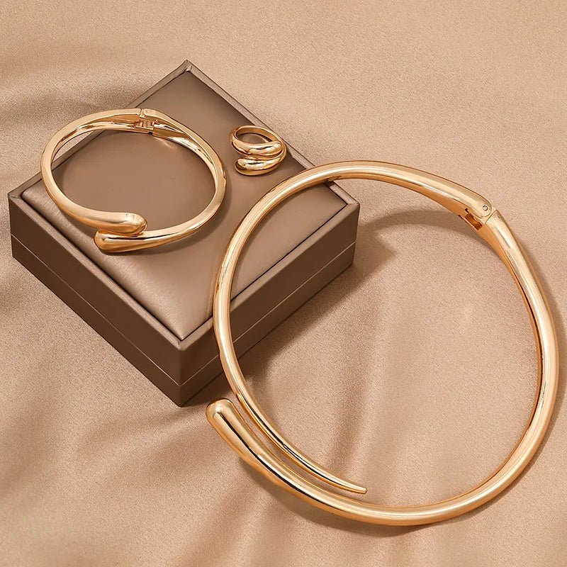 Contemporary Wrap Choker Necklace, Bracelet, and Ring Set
