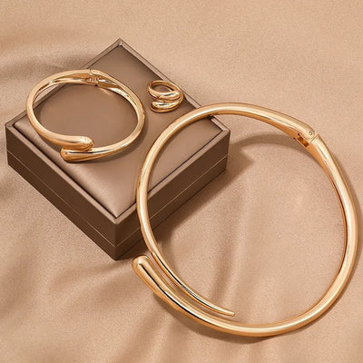 Contemporary Wrap Choker Necklace, Bracelet, and Ring Set