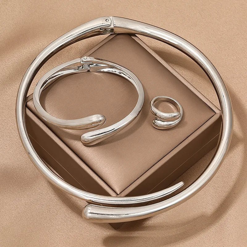 Contemporary Wrap Choker Necklace, Bracelet, and Ring Set