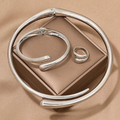 Contemporary Wrap Choker Necklace, Bracelet, and Ring Set