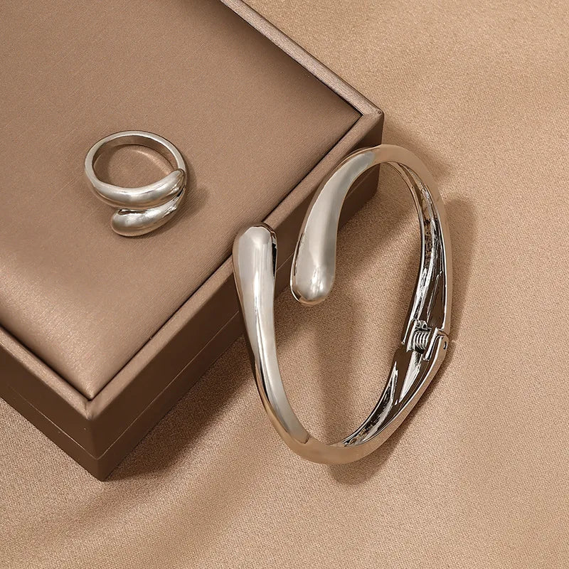 Contemporary Wrap Choker Necklace, Bracelet, and Ring Set