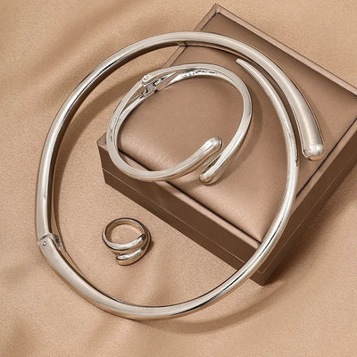 Contemporary Wrap Choker Necklace, Bracelet, and Ring Set
