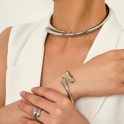 Contemporary Wrap Choker Necklace, Bracelet, and Ring Set