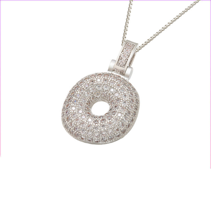 Initial Pave Bubble Necklace in 18k Gold