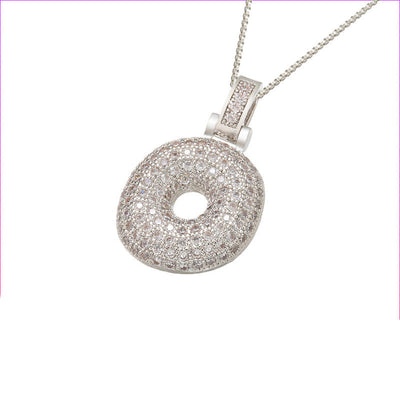 Initial Pave Bubble Necklace in 18k Gold