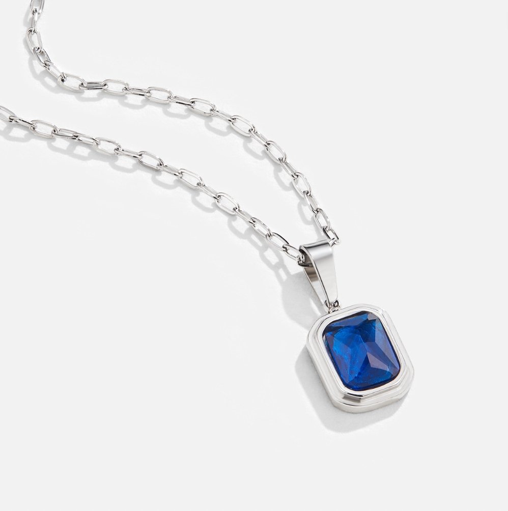 Ocean Blue Pendant Silver Chain