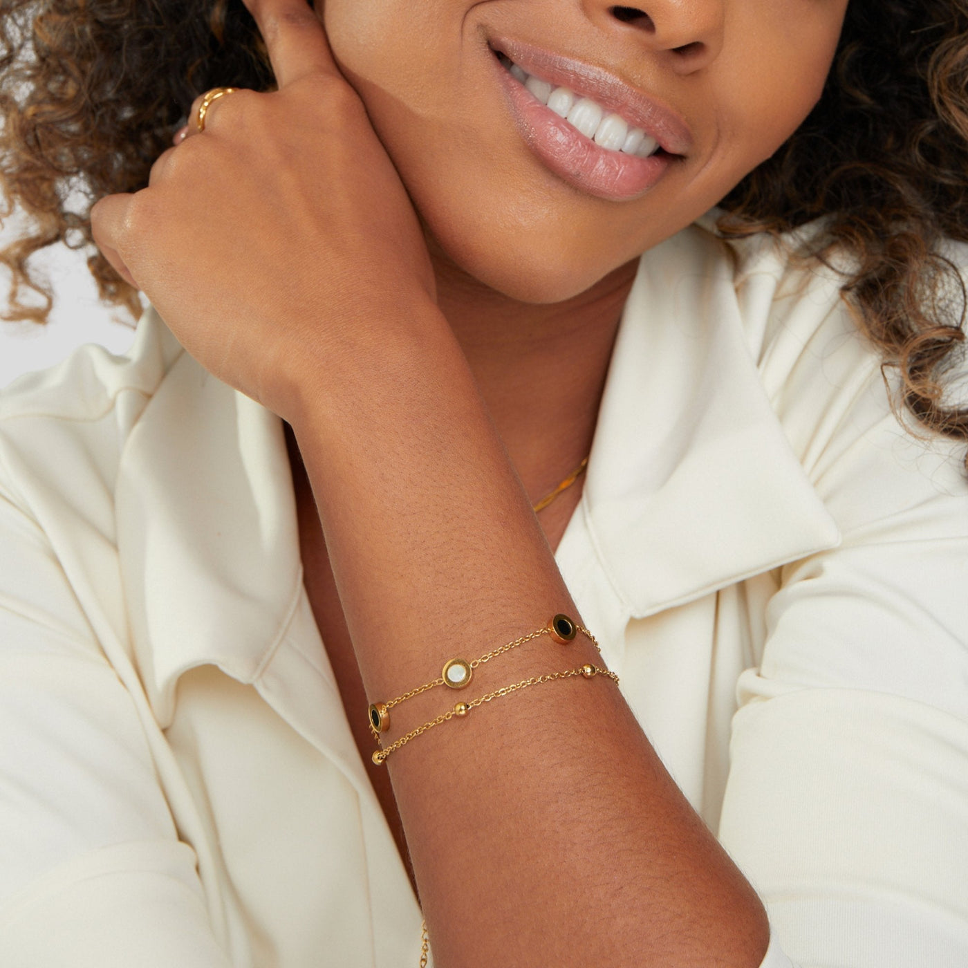 Alaina | Onyx and White Stone Bracelet