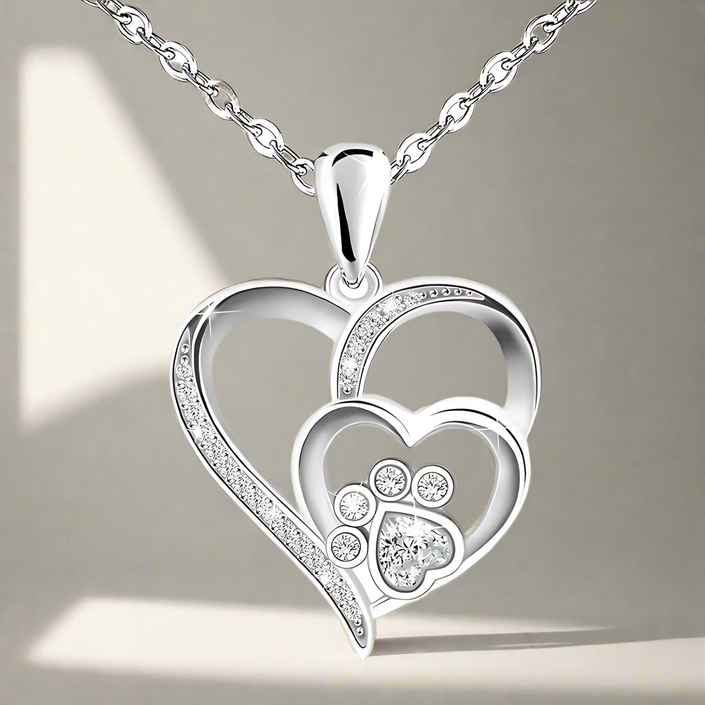 Inolt™ Silver Paw & Heart Necklace