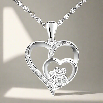 Inolt™ Silver Paw & Heart Necklace