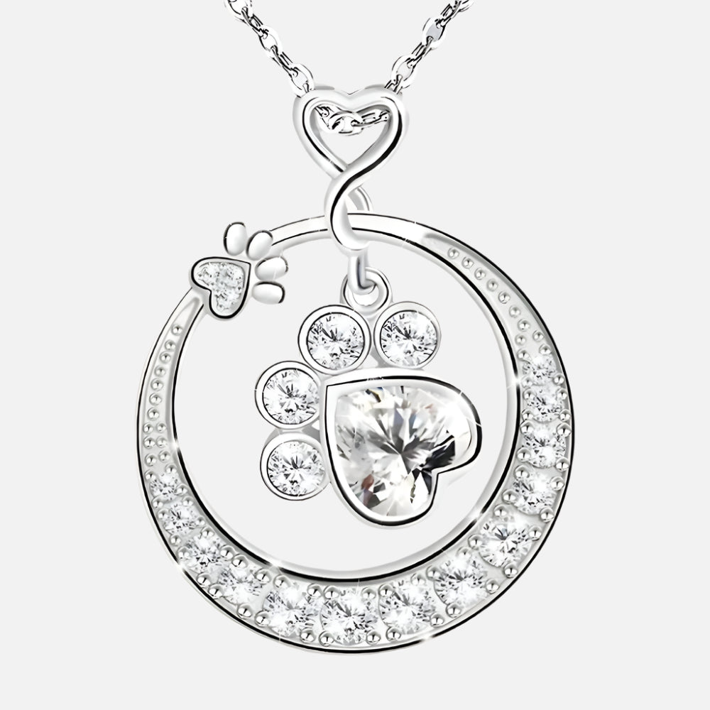 Seaton™ Silver Paw Necklace adorned with Zirconia